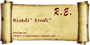 Riskó Ernő névjegykártya
